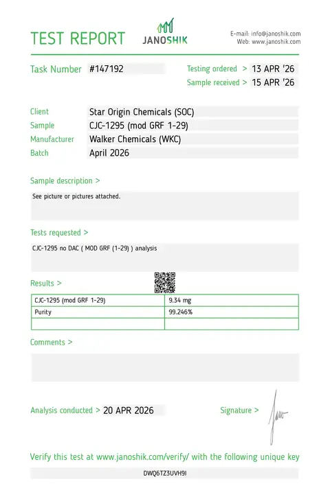 COA de CJC-1295 sin DAC 10mg