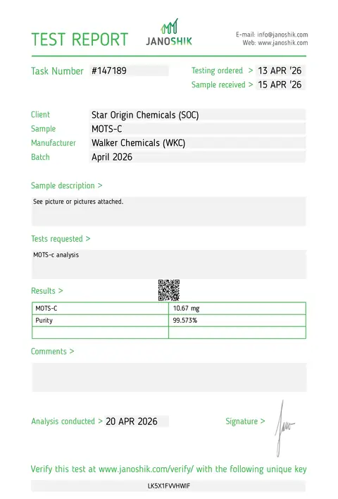 COA de MOTS-c 10mg