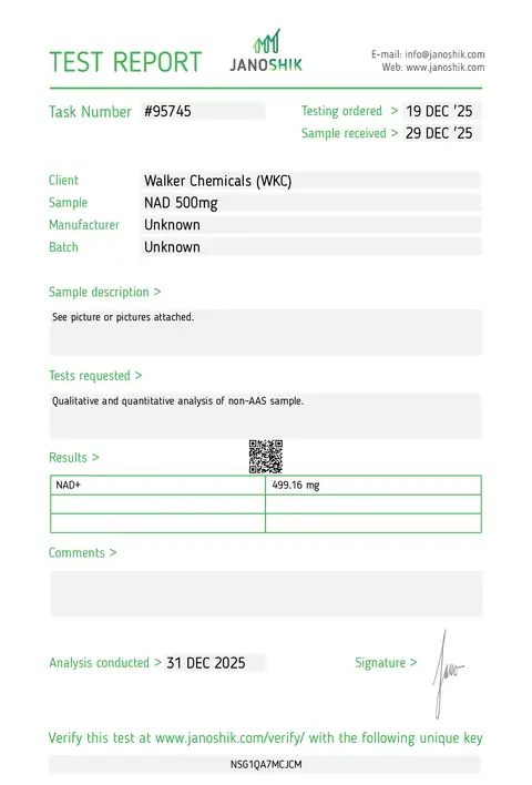 COA de NAD+ 500mg
