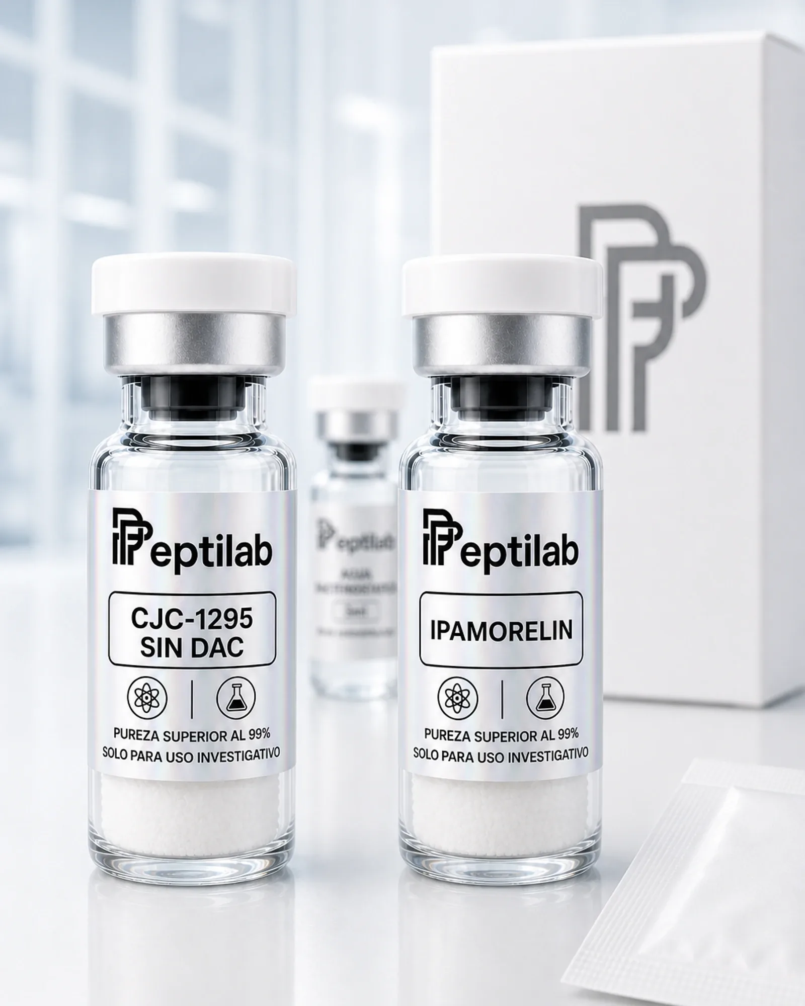 Stack Metabolismo y Recomposición: viales liofilizados de CJC-1295 sin DAC 10mg e Ipamorelin 10mg en bundle RUO